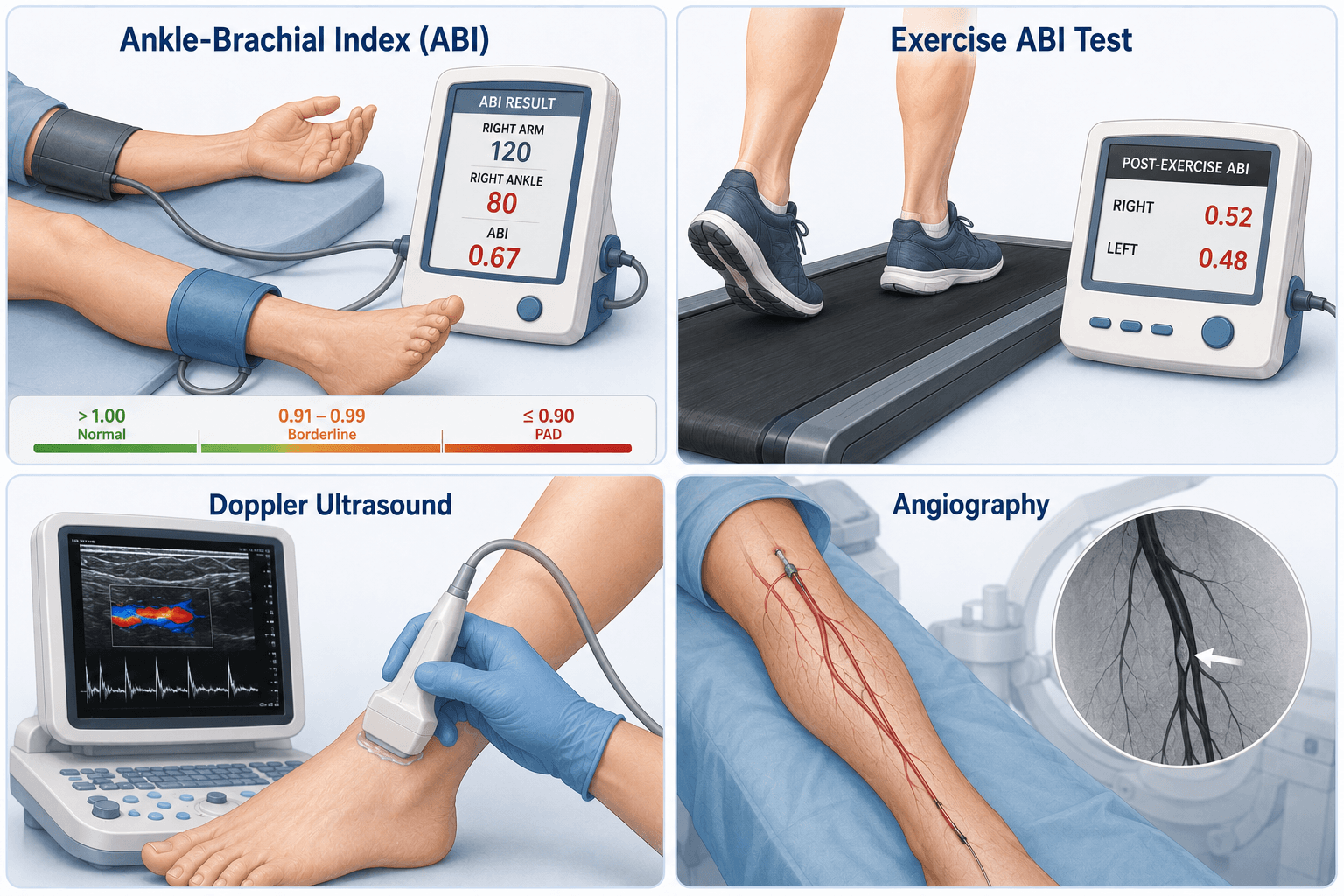 Peripheral Artery Disease (PAD) Diagnostic Testing Infographic
