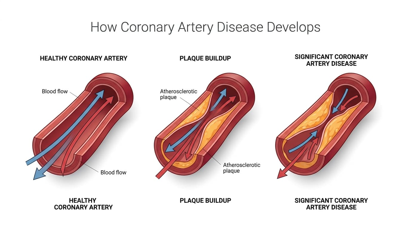 How Coronary Artery Disease Develops - CAD Progression Infographic